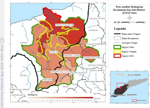Gambar 5. Peta Skalogram Kecamatan Wilayah Perbatasan di DAS Tono 