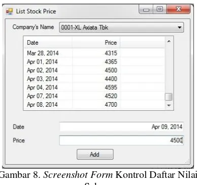 Gambar 8.  Screenshot Form Kontrol Daftar Nilai 