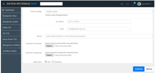 Gambar 5.3 Tindak lanjut prototype user interface menambahkan akun 