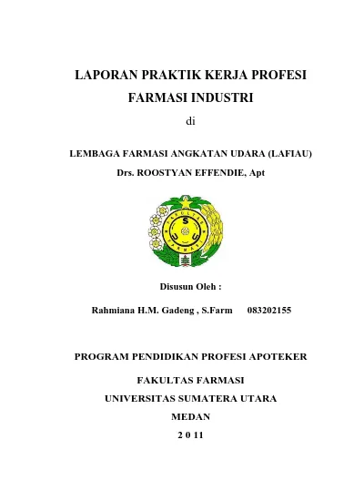 Laporan Praktik Kerja Profesi Farmasi Industri Di Lembaga Farmasi ...