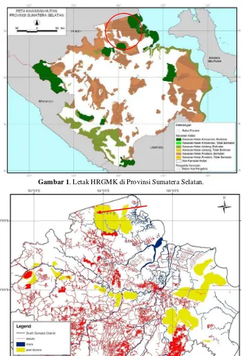 Gambar 1. Letak HRGMK di Provinsi Sumatera Selatan. 