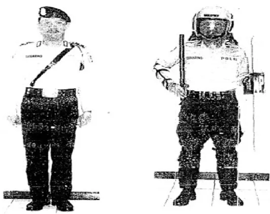 Gambar 1: Pakaian seragam Dalmas Awal ( pakaian PDL I) dan Dalmas Lanjutan  (pakaian PDL II) 