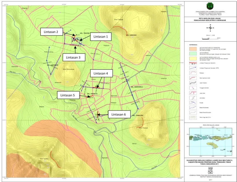 Gambar 11. Lokasi Pengukuran Geolistrik dan GPR di Kota Bajawa 