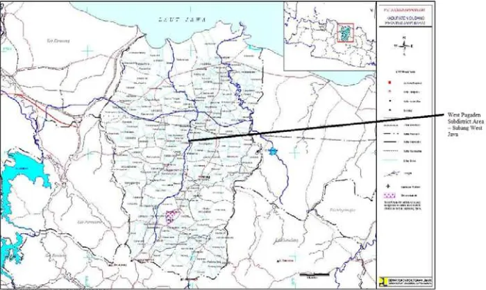 Figure 1.  Approximate location of West Pagaden Sub District in Subang - West Java (Source : Anonymous, 2014 b)
