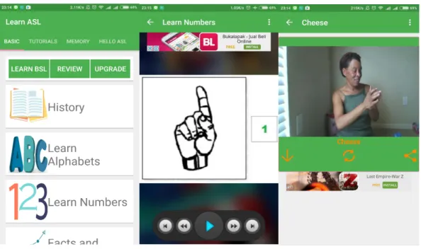 Gambar I.2 Contoh Aplikasi Bahasa Isyarat Learn ASL 