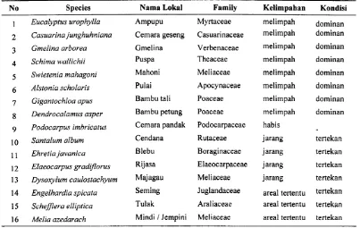 Tabel l. Klasifikasi Kelimpahan Jenis Tumbuhan di Wilayah KRPH Penelokan Kintamani