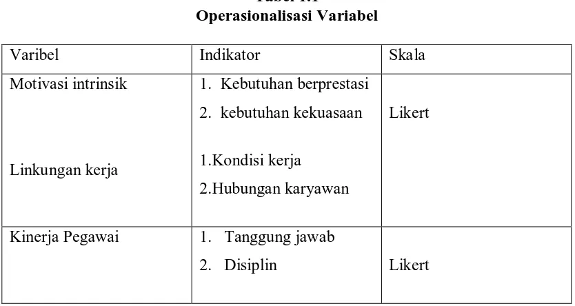 Tabel 1.1 Operasionalisasi Variabel 