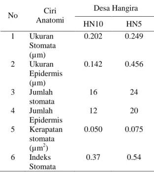 Tabel  2.  Ciri  anatomi  tanaman  jeruk  di  Desa  Hangira dan Desa Baleura 