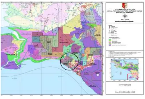 Gambar 2. Peta Areal Lokasi Penelitian di Domande, Distrik Malind dan Kaliki, Distrik Kurik