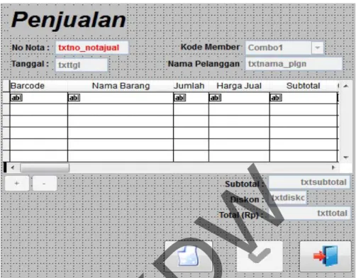Gambar 3.12: Perancangan Form Penjualan  