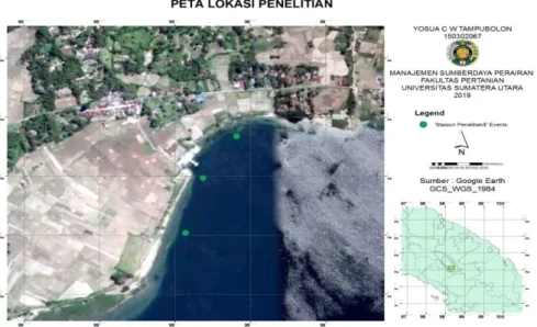 Gambar 2.  Peta Lokasi Penelitian di Perairan Danau Toba Desa Sipinggan,  