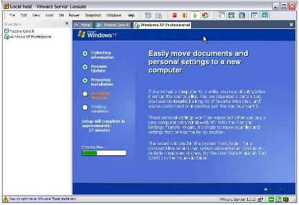 Gambar 4.8 Tampilan akhir instalasi Windows XP pada  virtual machine 