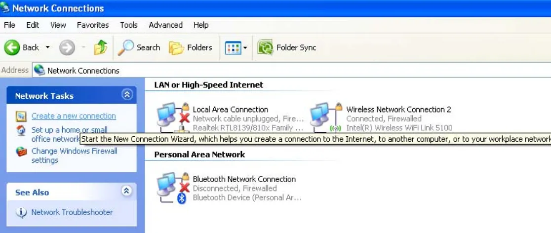 Gambar 4.9 Langkah awal pembuatan koneksi server VPN pada  Windows XP 