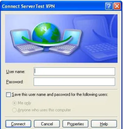 Gambar 4.2 Autentikasi logon Windows XP-based yang standar pada  VPN client 
