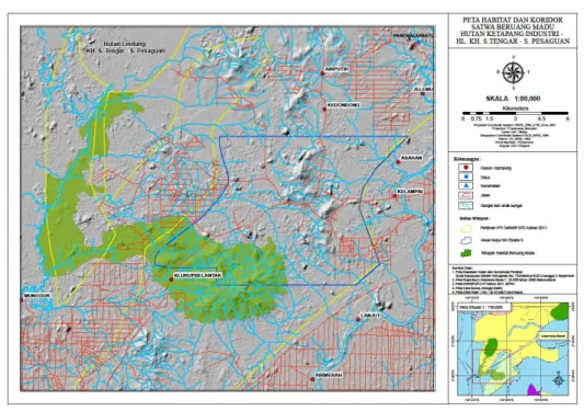 Gambar 1. Peta Habitat dan Koridor Beruang Madu PT.HKI 