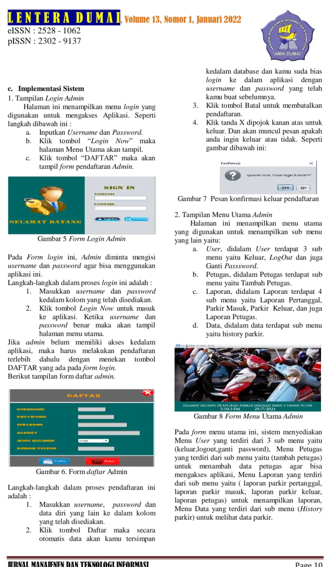 Gambar 5 Form Login Admin 