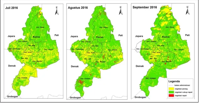 Gambar 8. Sebaran Indeks Vegetasi Kabupaten Kudus Tahun 2016