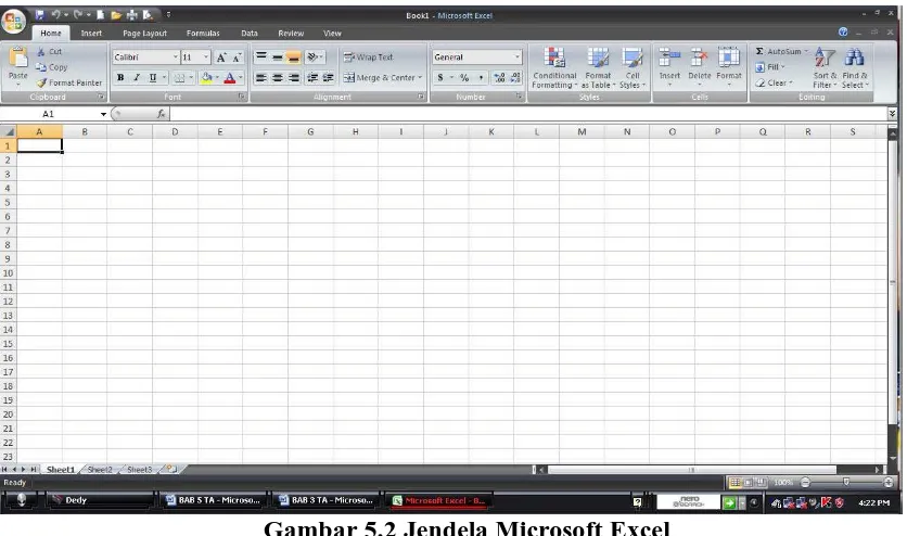 Gambar 5.1 Tampilan Cara Pengaktifan Excel 
