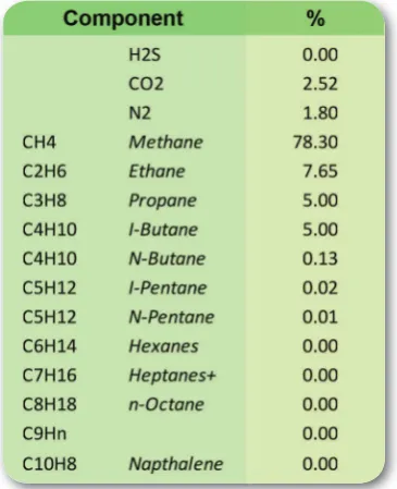 Table 2.1 Example: Natural gas components with 5% C3 and 5% C4
