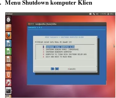 Gambar 9. Menu Shutdown Komputer Klien
