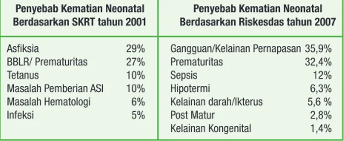 Tabel 1. Penyebab Kematian Neonatal di Indonesia 