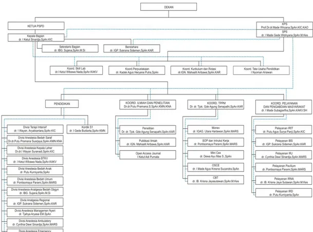 Gambar 1.1. Struktur Organisasi Departemen Anestesiologi dan Reanimasi FK  UNUD / RSUP Sanglah Denpasar 