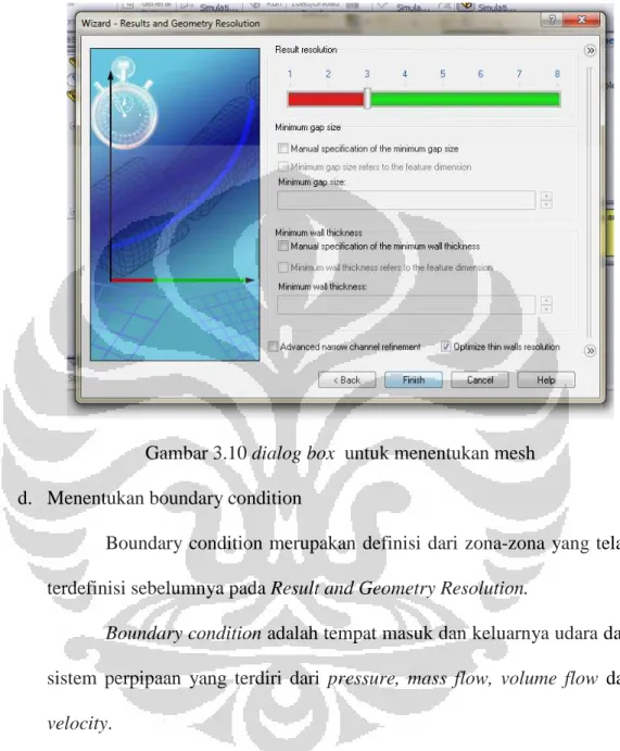 Gambar 3.10 dialog box  untuk menentukan mesh  d.  Menentukan boundary condition 