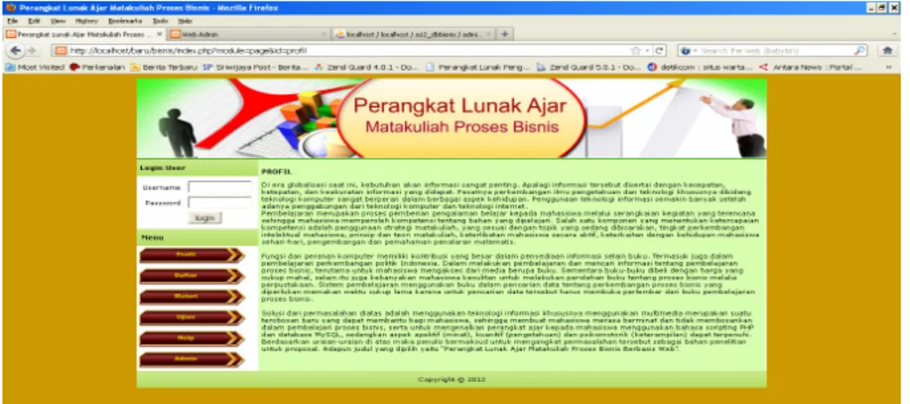 Gambar 4.1 Halaman Profil 4.2.2.Halaman Daftar