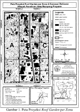 Gambar 1. Peta Proyeksi Roof Garden per Zona