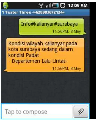 Gambar 13 Screenshot SMS beserta reply yang 