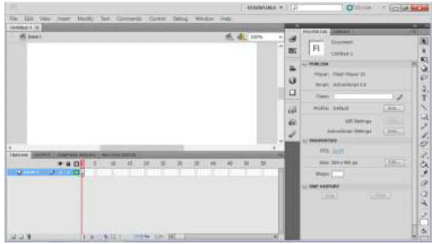 Gambar II.9. Tampilan Jendela program Adobe Flash Pro CS5.5  (Sumber : Madcoms Madium; 2012: 5) 