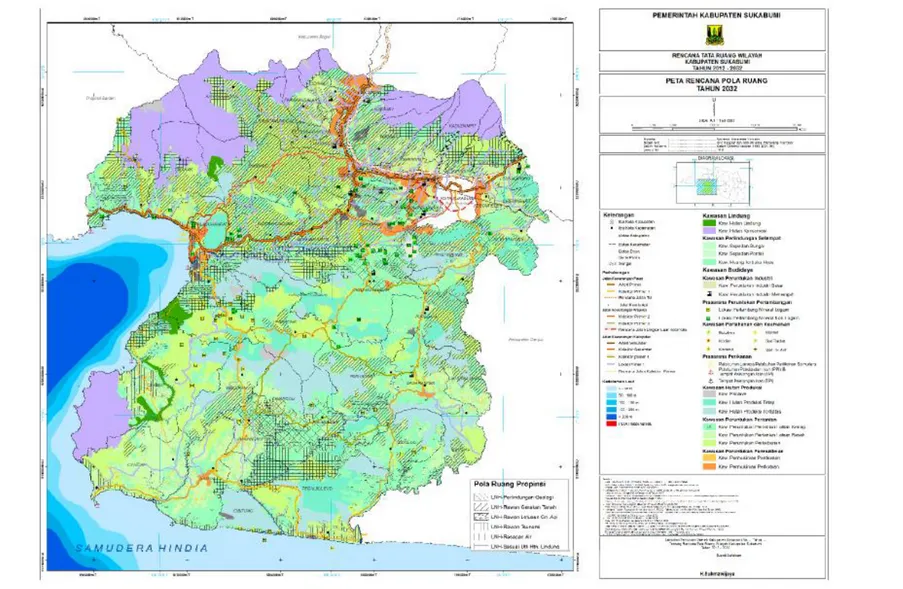 Gambar 2.7.  Peta Kesesuaian Lokasi Kegiatan Perumda Air Minum Tirta Jaya Mandiri dengan RTRW Kabupaten Sukabumi