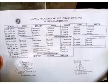 Foto jadwal pelajaran  