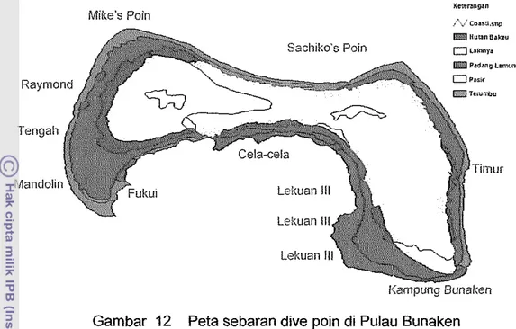 Gambar  12  Peta sebaran dive poin di Pulau Bunaken 
