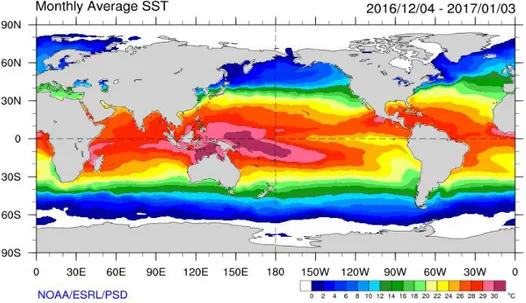 Gambar 2.3 Analisis Suhu muka laut Desember 2016 