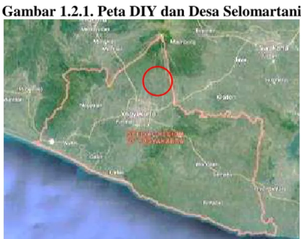 Gambar 1.2.1. Peta DIY dan Desa Selomartani 