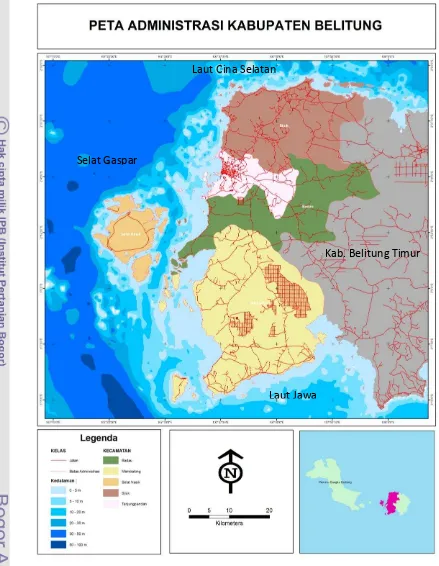 Gambar 5  Peta wilayah administrasi Kabupaten Belitung. 