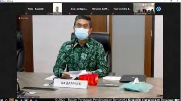 Gambar 3.8   Bappebti Menyelenggarakan Pertemuan Teknis Dengan Dinas Yang Membidangi  Perdagangan Di Kabupaten/Kota Melalui Video Conference Di Gedung Bappebti, Jakarta, 5 