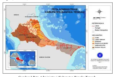 Gambar 3 Peta Administrasi Kabupaten Bangka Tengah. 