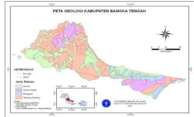 Gambar 4 Peta Geologi Kabupaten Bangka Tengah. 