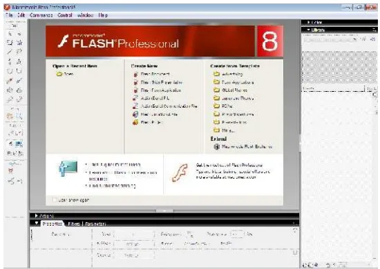Gambar 1. Tampilan Awal Ketika Program Macromedia Flash dibuka