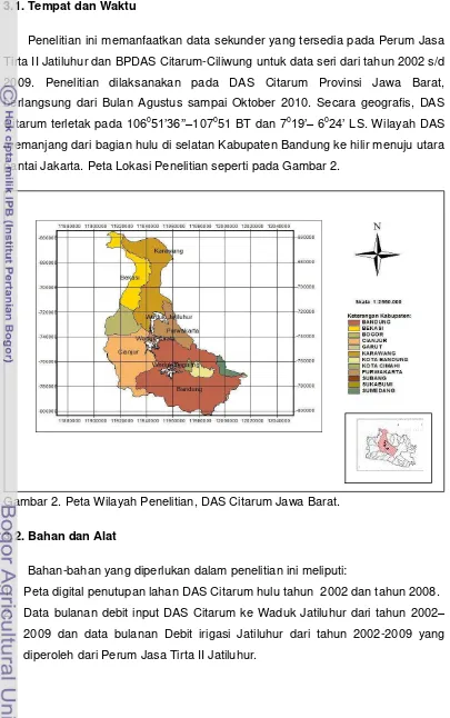 Gambar 2. Peta Wilayah Penelitian, DAS Citarum Jawa Barat. 