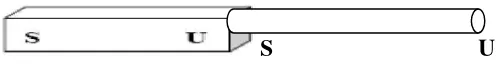 Gambar 3.7 Selinder besi lunak ditempelkan ke magnet batang 