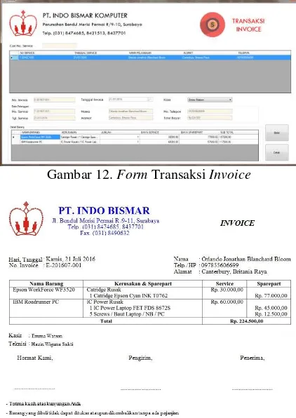 Gambar 12. Form Transaksi Invoice 