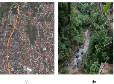 Gambar 3.4 (a) Peta Lokasi Pemukiman dan (b) DAS Cilaja bagian hulu Sumber: Google Earth dan Dokumentasi pribadi, 2014 