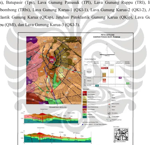 Gambar 1. Peta geologi daerah panas bumi Avanza. 