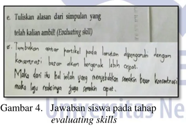 Gambar  3.   Jawaban siswa pada tahap          monitoring skills. 