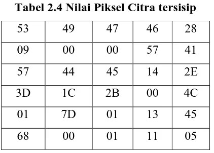 Tabel 2.4 Nilai Piksel Citra tersisip 