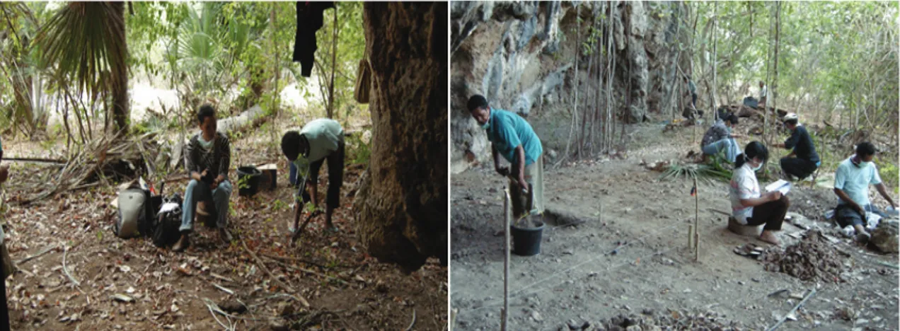 Gambar 2. Kondisi lingkungan situs Gua Harak Utama yang sedang di ekskavasi (Sumber: Nasruddin 2014)