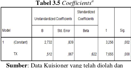 Tabel 3.5 Coefficientsa 